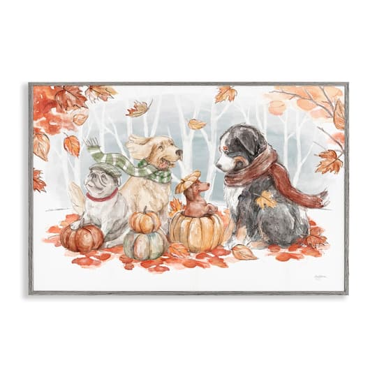 Stupell Industries Autumn Fun Dogs Framed Giclee Art